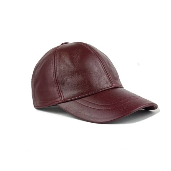 2 Pack Genuine Leather Ball Cap - Adjustable Baseball Hat Black & Bordo Color - Picture 9 of 13